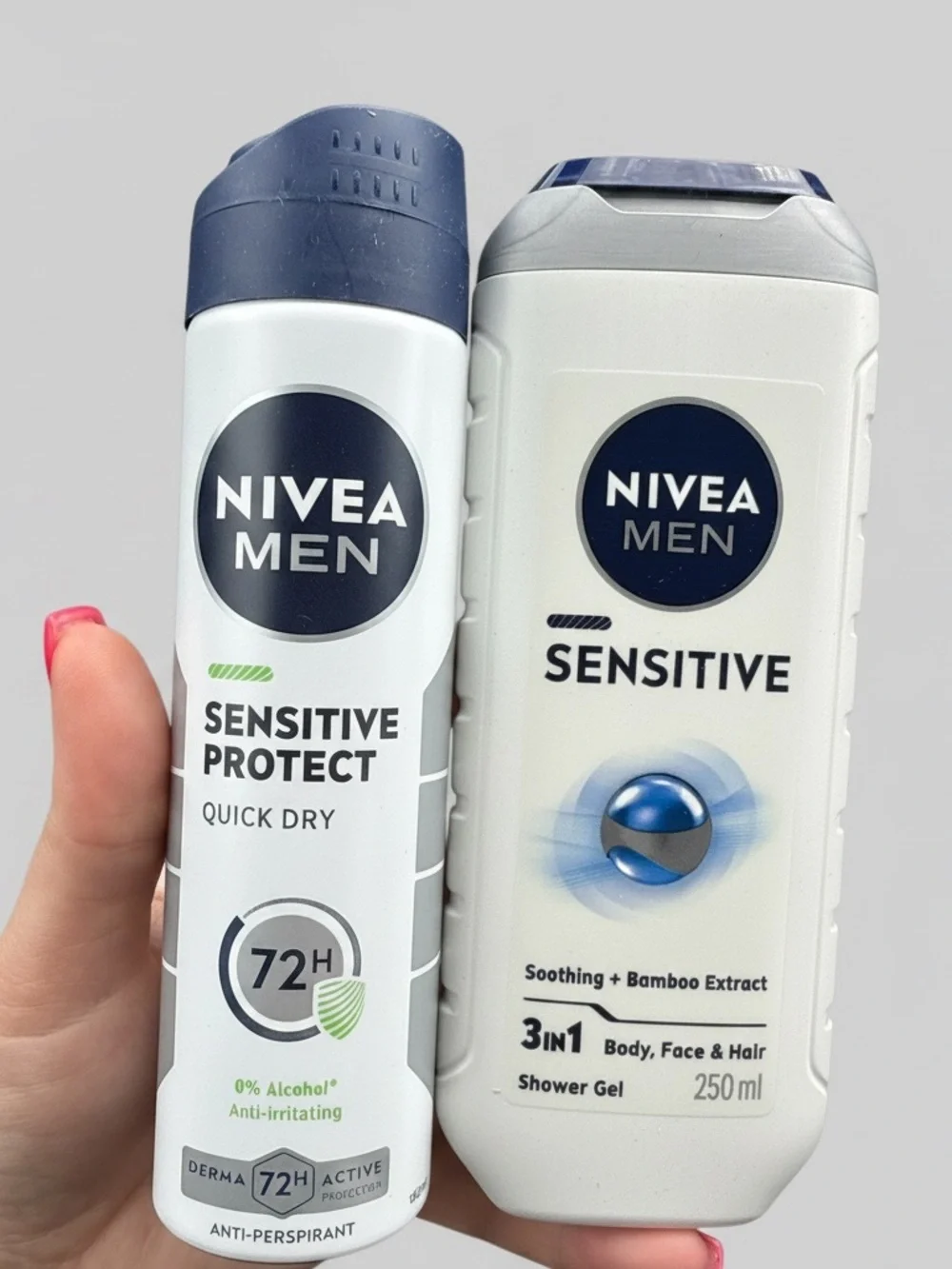 Sensitive Body Shower Gel and Quick Dry Antiperspirant Spray Set